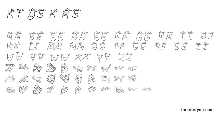 Czcionka Kidskas – alfabet, cyfry, specjalne znaki
