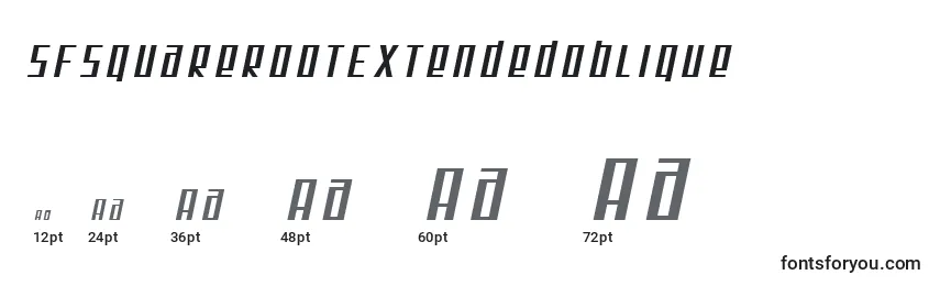 Размеры шрифта SfSquareRootExtendedOblique