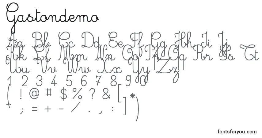 A fonte Gastondemo – alfabeto, números, caracteres especiais