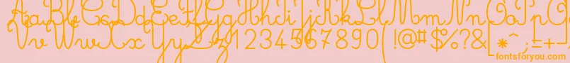 Gastondemo-Schriftart – Orangefarbene Schriften auf rosa Hintergrund
