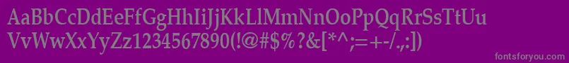 フォントLatinopalcond5Demish – 紫の背景に灰色の文字