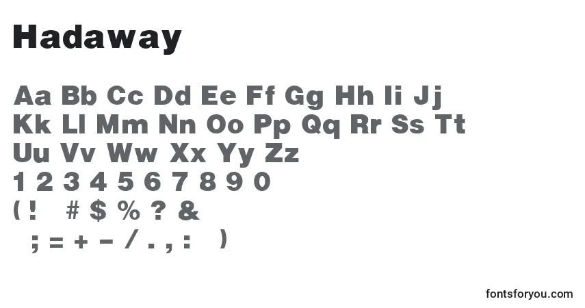 Schriftart Hadaway – Alphabet, Zahlen, spezielle Symbole