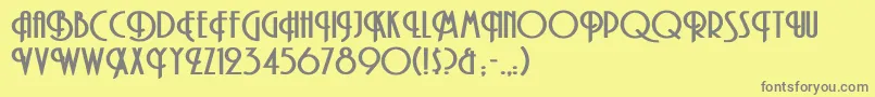 フォントTibetExtendedBold – 黄色の背景に灰色の文字