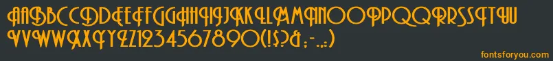 フォントTibetExtendedBold – 黒い背景にオレンジの文字