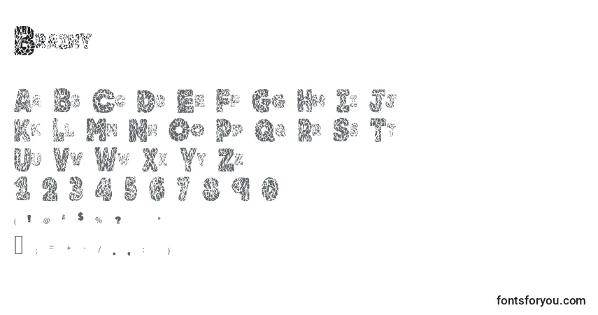 Czcionka Brainy – alfabet, cyfry, specjalne znaki