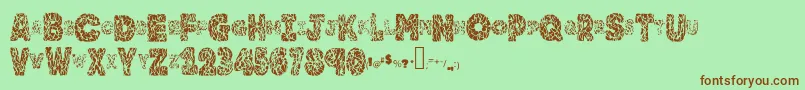 Saiba mais sobre a fonte Brainy Fonte Brainy – fontes marrons em um fundo verde