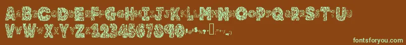 Saiba mais sobre a fonte Brainy Fonte Brainy – fontes verdes em um fundo marrom