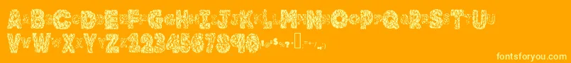 Brainy-Schriftart – Gelbe Schriften auf orangefarbenem Hintergrund