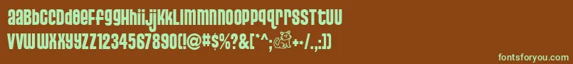 PussycatSnickers-fontti – vihreät fontit ruskealla taustalla