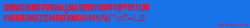 PussycatSnickers Font – Red Fonts on Blue Background