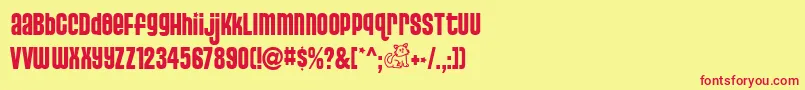 PussycatSnickers Font – Red Fonts on Yellow Background