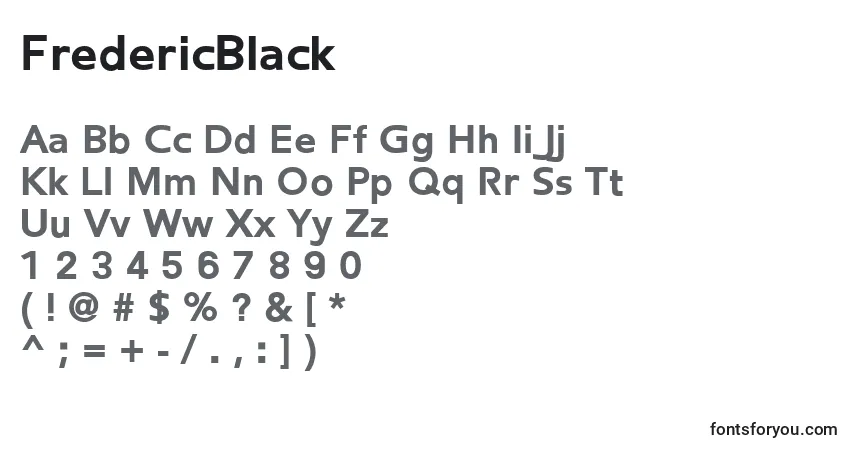 A fonte FredericBlack – alfabeto, números, caracteres especiais