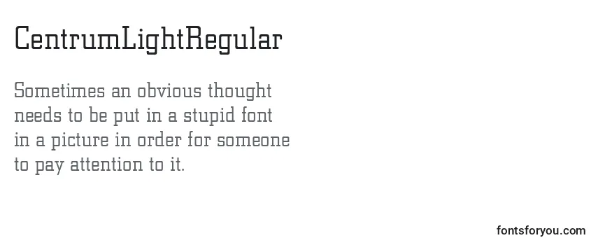 Review of the CentrumLightRegular Font