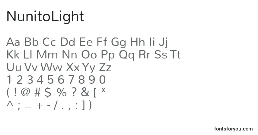 Fuente NunitoLight - alfabeto, números, caracteres especiales
