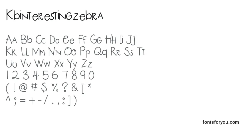 Czcionka Kbinterestingzebra – alfabet, cyfry, specjalne znaki