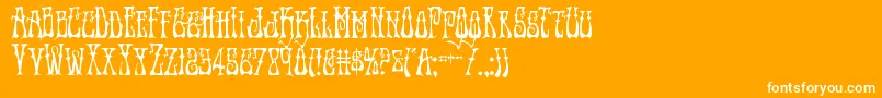 Instantzencond-Schriftart – Weiße Schriften auf orangefarbenem Hintergrund