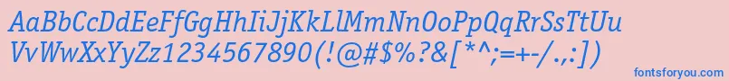 Подробнее о шрифте OfficinaserifcBookitalic Шрифт OfficinaserifcBookitalic – синие шрифты на розовом фоне