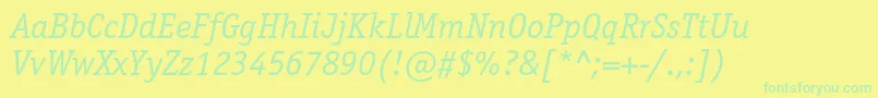 Police OfficinaserifcBookitalic – polices vertes sur fond jaune