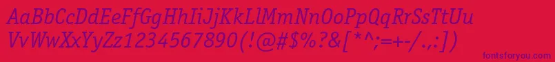 OfficinaserifcBookitalic Font – Purple Fonts on Red Background