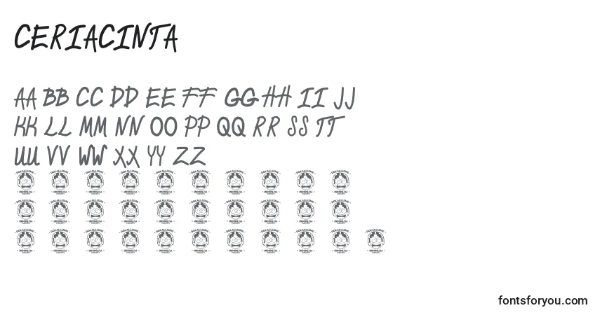 Fuente CeriaCinta - alfabeto, números, caracteres especiales