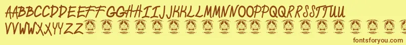 CeriaCinta Font – Brown Fonts on Yellow Background