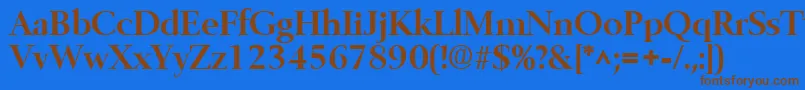 フォントBelfastBold – 茶色の文字が青い背景にあります。