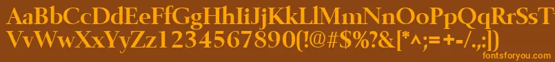 Weitere Informationen zur BelfastBold-Schriftart BelfastBold-Schriftart – Orangefarbene Schriften auf braunem Hintergrund