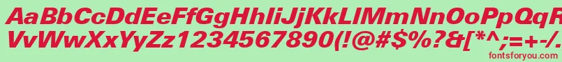 UniversNextProBlackItalic Font – Red Fonts on Green Background