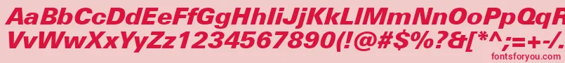 Czcionka UniversNextProBlackItalic – czerwone czcionki na różowym tle