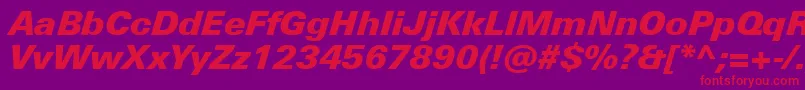 Fonte UniversNextProBlackItalic – fontes vermelhas em um fundo violeta