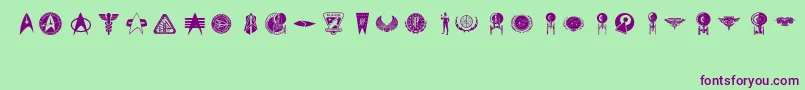 TrekSigns Font – Purple Fonts on Green Background