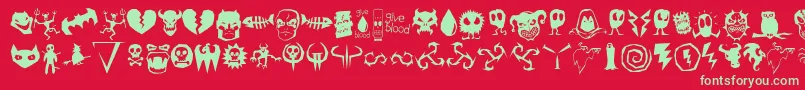 Octo98 Font – Green Fonts on Red Background