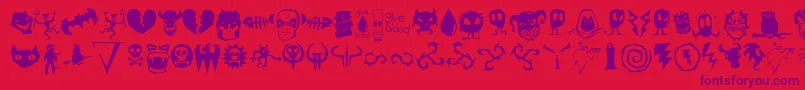 Fonte Octo98 – fontes roxas em um fundo vermelho
