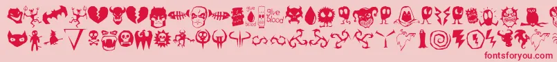 Fonte Octo98 – fontes vermelhas em um fundo rosa