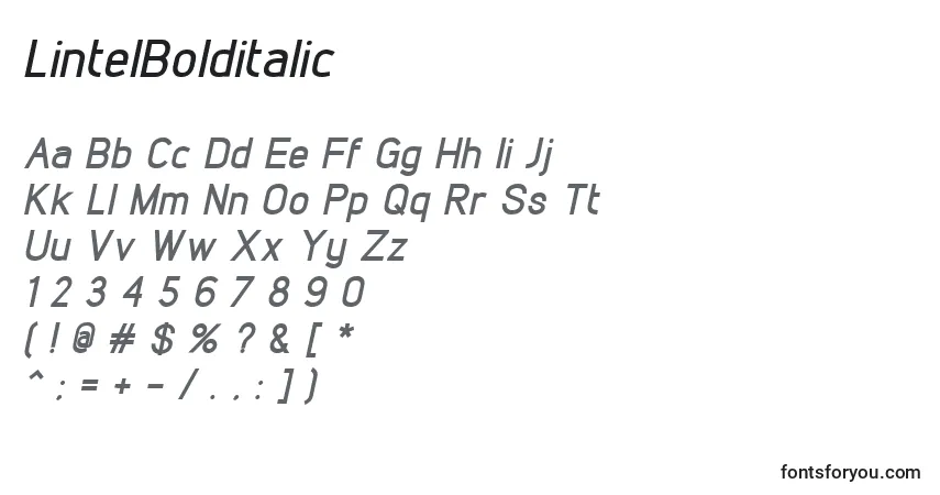 characters of lintelbolditalic font, letter of lintelbolditalic font, alphabet of  lintelbolditalic font