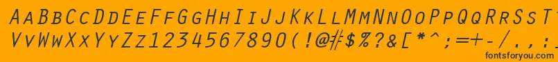 Fonte OracleItalic – fontes pretas em um fundo laranja