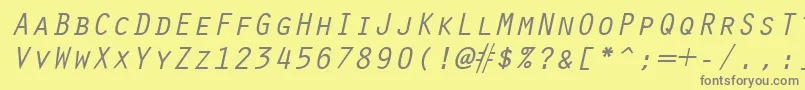 Fonte OracleItalic – fontes cinzas em um fundo amarelo