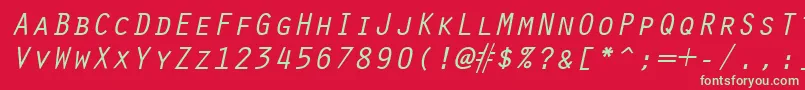 Czcionka OracleItalic – zielone czcionki na czerwonym tle