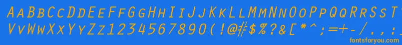 Fonte OracleItalic – fontes laranjas em um fundo azul