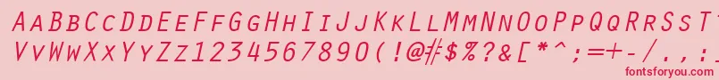 フォントOracleItalic – ピンクの背景に赤い文字