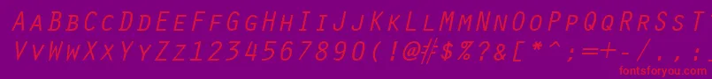 OracleItalic-fontti – punaiset fontit violetilla taustalla