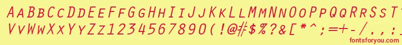 Fonte OracleItalic – fontes vermelhas em um fundo amarelo