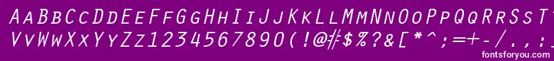 OracleItalic-fontti – valkoiset fontit violetilla taustalla