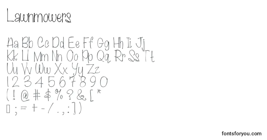 Lawnmowers Font – alphabet, numbers, special characters