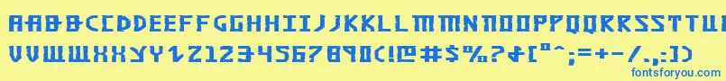 フォントKhazade – 青い文字が黄色の背景にあります。