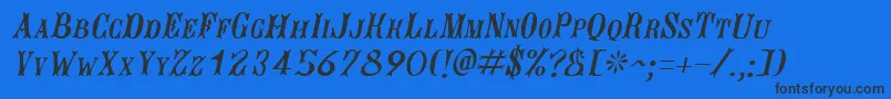 JacquesroughcutItalic Font – Black Fonts on Blue Background