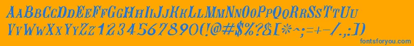 JacquesroughcutItalic Font – Blue Fonts on Orange Background