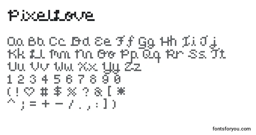 Schriftart PixelLove – Alphabet, Zahlen, spezielle Symbole