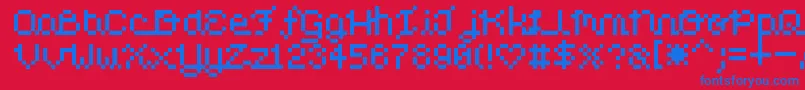Czcionka PixelLove – niebieskie czcionki na czerwonym tle