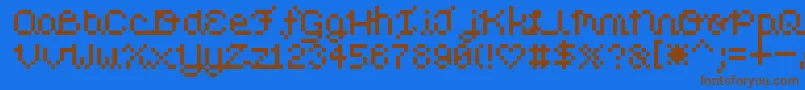 PixelLove Font – Brown Fonts on Blue Background